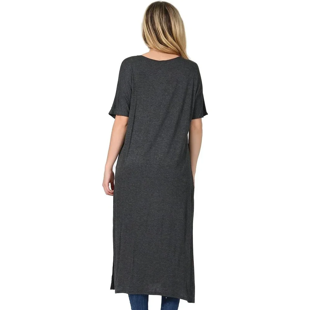 2 FOR $25 - Women's Heather Gray Casual Side Adjustable Snap Tunic Dress - NWT - Picture 3 of 9